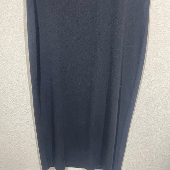 Exclusively Misook Small Mandarin Collar Sheath Dress Black V Neck Sleeveless - Picture 3 of 5